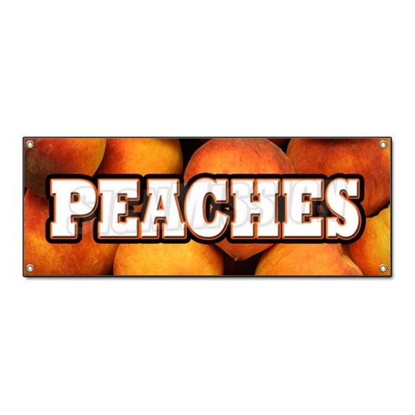 PEACHES BANNER SIGN peach fruit stand market produce orchard Georgia fresh